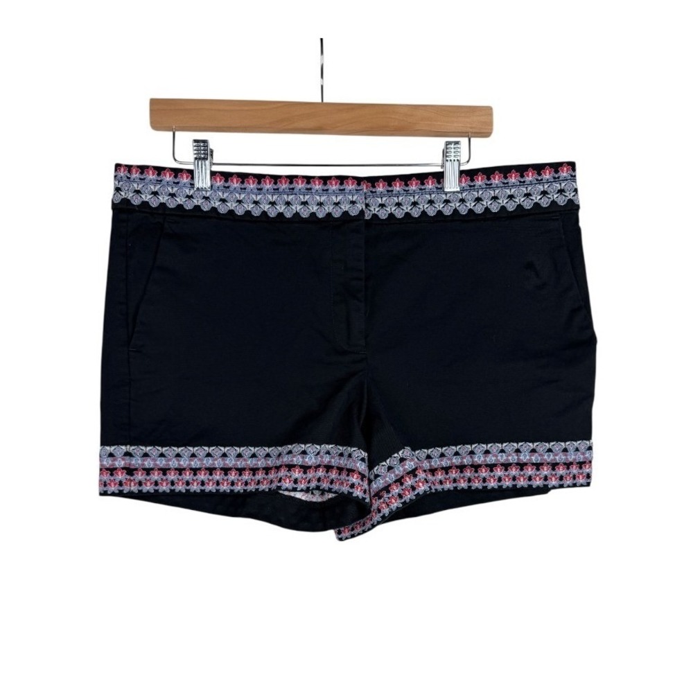 LOFT Embroidered Trim Shorts size‎ 12 Black/Red